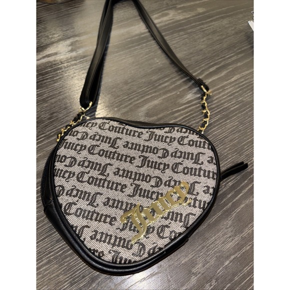 Juicy Couture Handbags - Vintage Y2K Juicy Couture Heart Shaped Crossbody Bag Black &white
